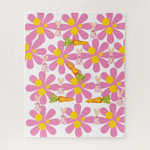 Puzzles Spring Carrots Bunny Rabbit Floral