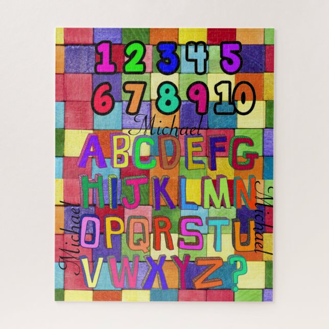 Puzzles Square Colors Numbers Alphabet (Vertical)