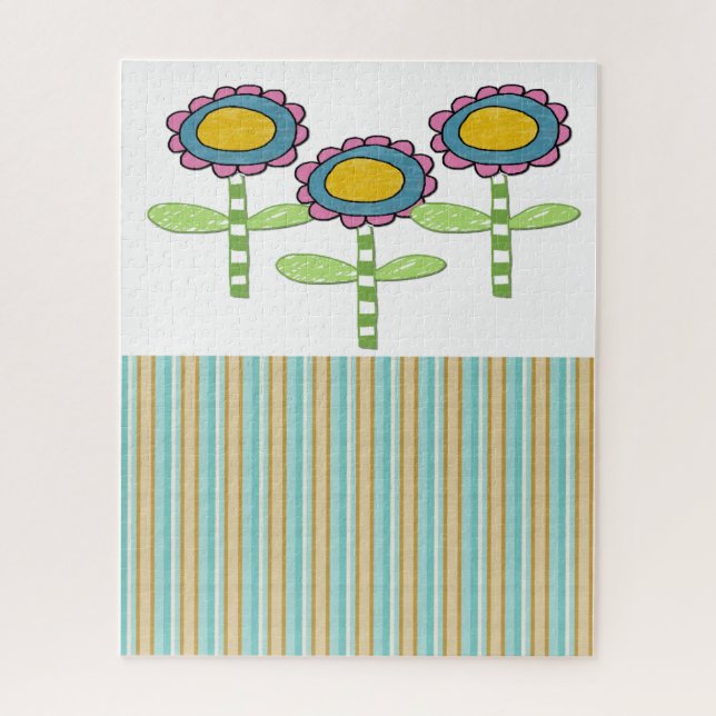 Puzzles Stripe Flowers Floral (Vertical)