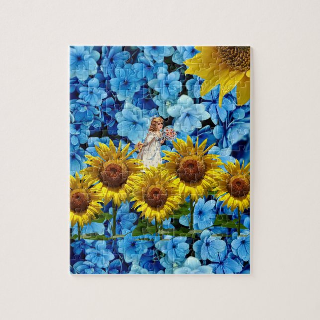 Puzzles Sunflower Fairy Blue Floral (Vertical)