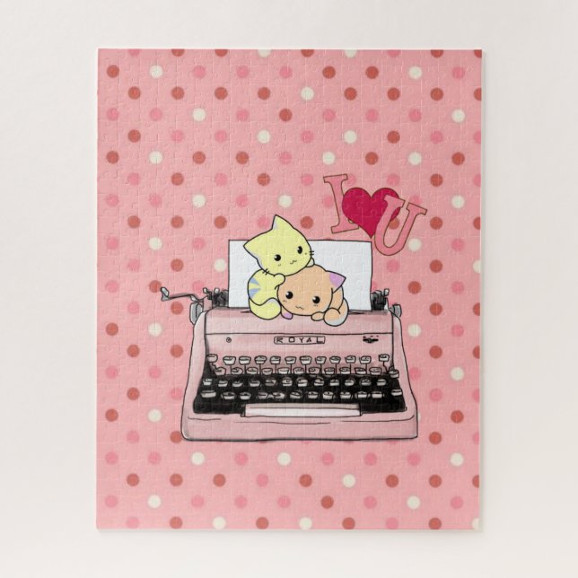 Puzzles Typewriter Cats Kittens I Love You (Vertical)