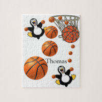 Puzzles White and Black Penguin Basketball Court