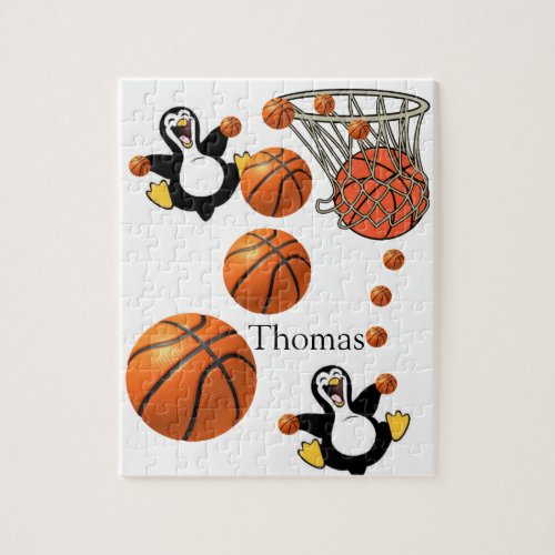 Puzzles White and Black Penguin Basketball Court