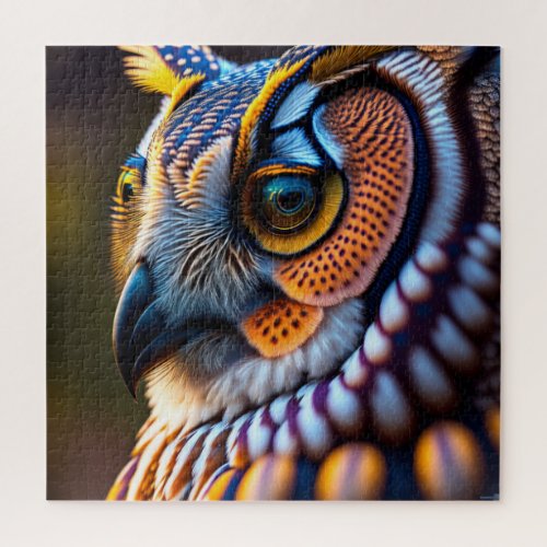Puzzles with macro photo of owl