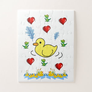 Puzzles Yellow Ducks Red Hearts 