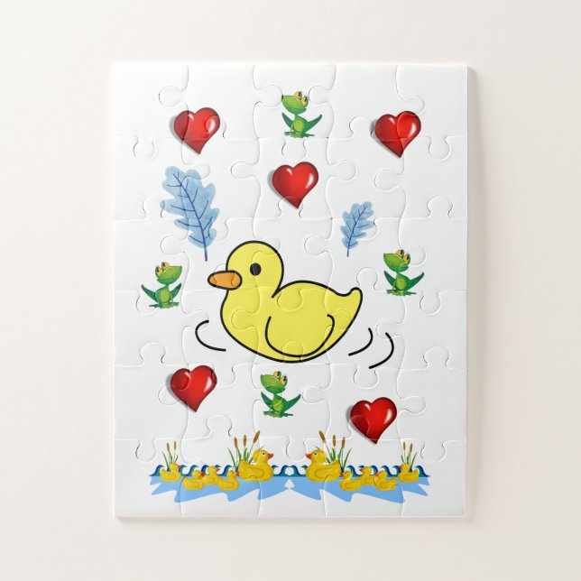 Puzzles Yellow Ducks Red Hearts  (Vertical)