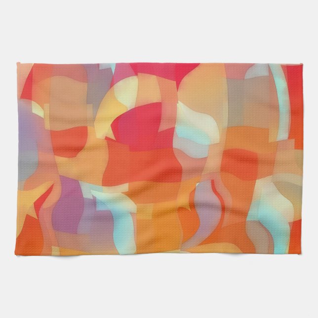 Puzzling Abstract Artsy Colorful Kitchen Towel (Horizontal)