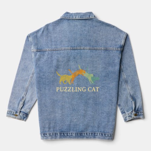 Puzzling Cat   Cat   Humor Kitten Cat Mom Sayings  Denim Jacket