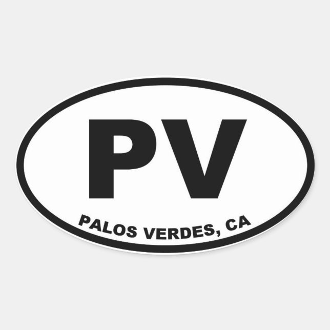 PV Palos Verdes oval Oval Sticker (Front)