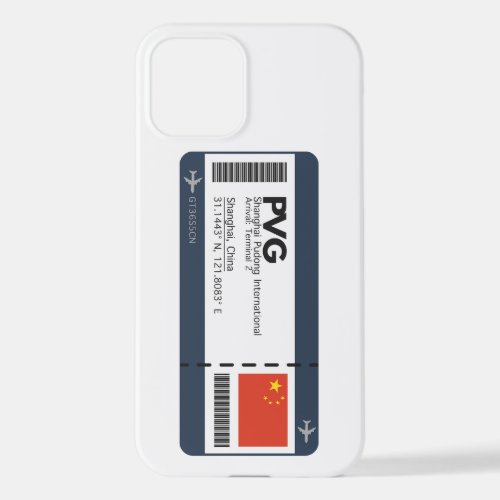 PVG Shanghai Boarding Pass _ Airport Ticket iPhone 12 Case