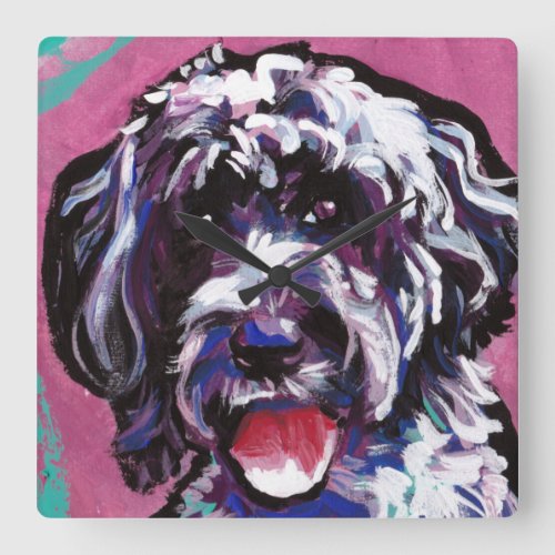 pwd Portuguese water dog pop dog art Square Wall Clock
