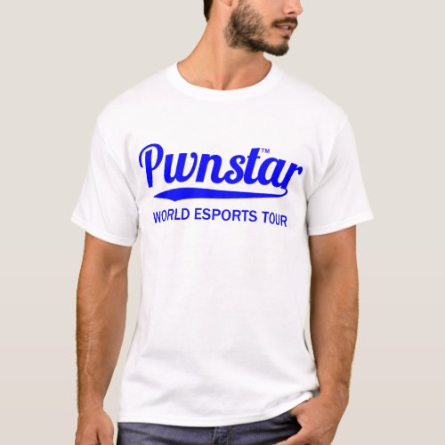 Pwnstarâ Blue World Esports Tour Baseball Swash 1 T_Shirt
