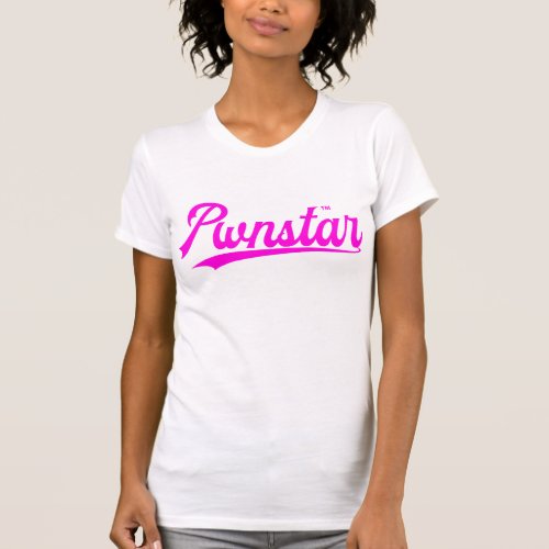 Pwnstarâ Hot Pink Baseball Swash 1 Logo T_Shirt