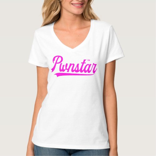 Pwnstarâ Hot Pink Baseball Swash 2 Logo T_Shirt