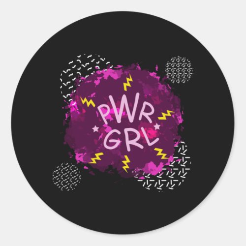 PWR GRL Power girl in splashes of fuchsia paint 98 Classic Round Sticker