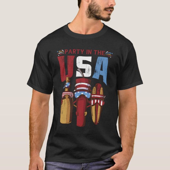 Py In The Usa Hotdog Usa 4Th Of July T-Shirt (Front)