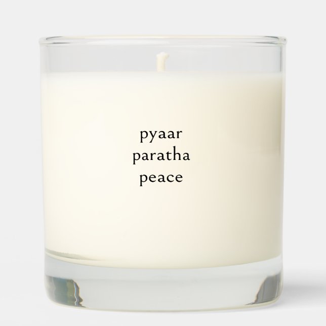 Pyaar, Paratha, Peace - Indian Comfort Home Scented Candle (Front)