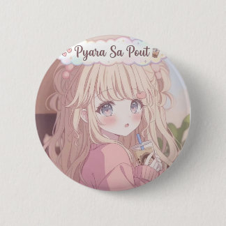 Pyara Sa Pout - Cute Kawaii Anime Girl with Boba Button