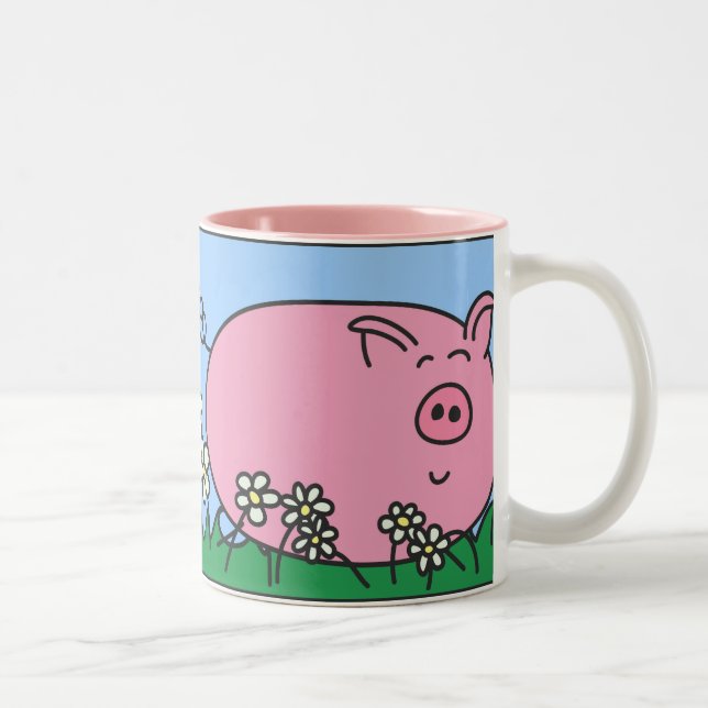 Pyggie in the Daisies Right Handed Mug (Right)