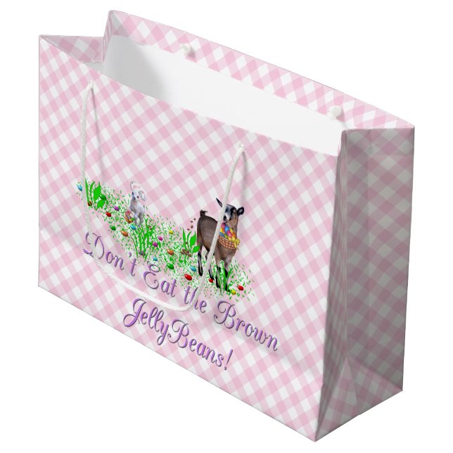 Pygmy Goat Don't Eat the Brown Jellybeans Large Gift Bag (Front Angled)