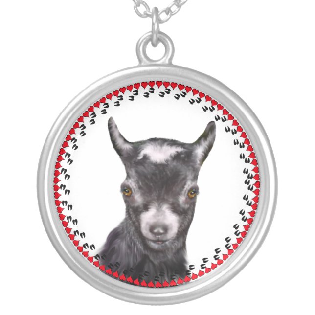 Pygmy Goat  Hooves and Hearts Necklace (Front)