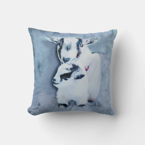 Pygmy Goat Lovers  Portrait of Mom and Baby Throw Pillow