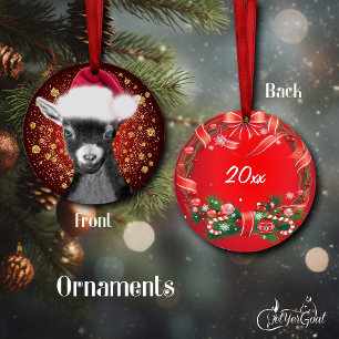Pygmy Goat Santa Hat Christmas Ornament