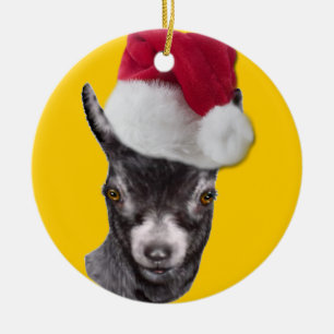 Pygmy Goat Santa Hat Christmas Ornament