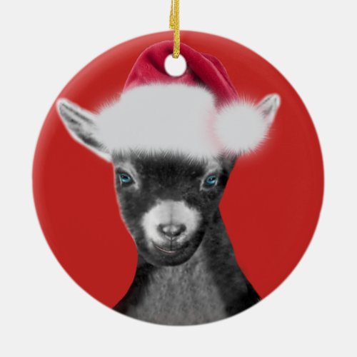 Pygmy Goat Santa Hat Christmas Ornament