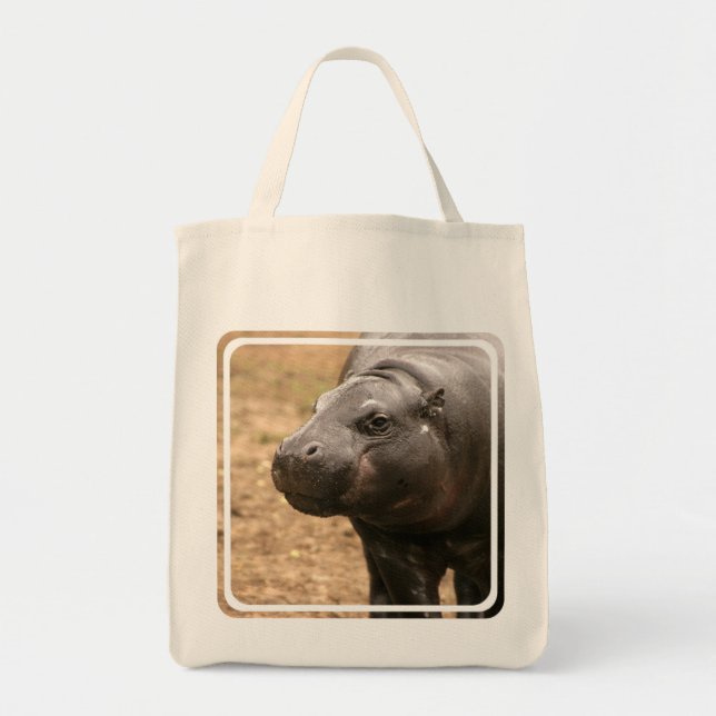 Pygmy Hippo Grocery Tote Bag (Front)