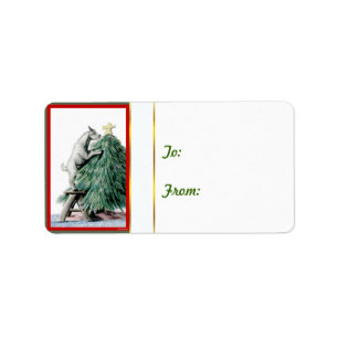 Pygmy in Tree Goat Christmas Gift Tag Sticker