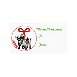Pygmy Kids Goat Christmas Gift Tag Sticker