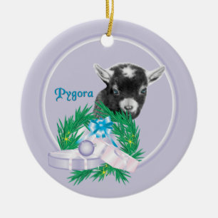 Pygora Goat Wreath Holiday Ornament