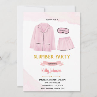 Pyjamas bridal shower bachelorette theme thank you card
