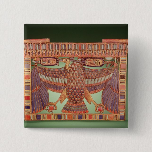 Pylon pectoral decorated with the vulture pinback button (Front)