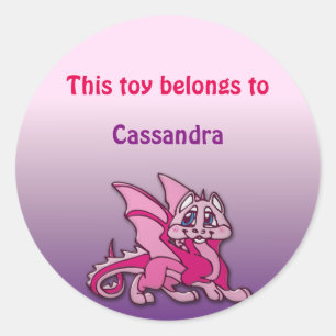 Pynky the dragon classic round sticker