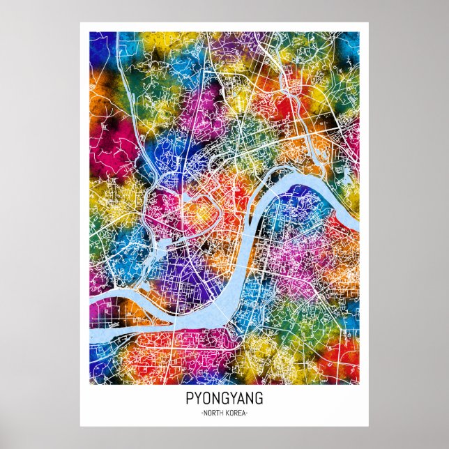Pyongyang North Korea City Map Poster (Front)