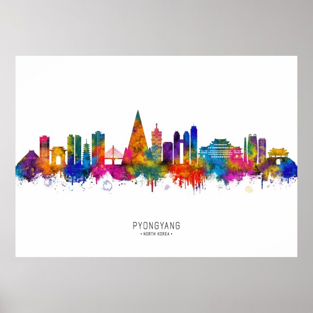 Pyongyang North Korea Skyline Poster (Front)