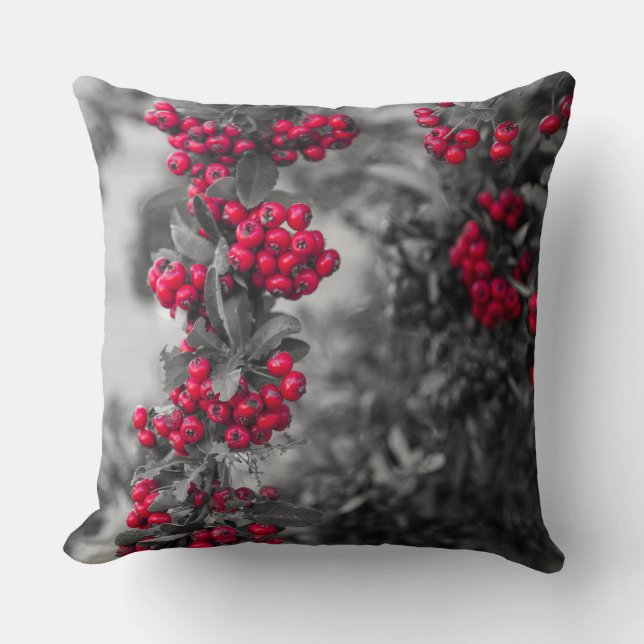 Pyracantha Berry Throw Pillow (Front)