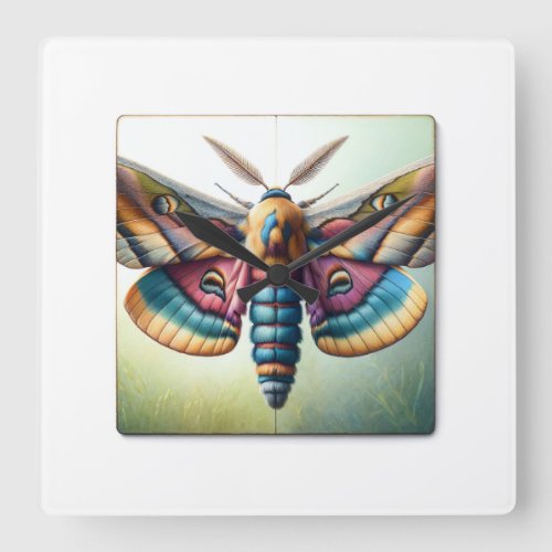 Pyralid Moth Top View 050624IREF107 _ Watercolor Square Wall Clock