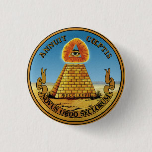 Pyramid and Eye - All Seeing Eye Round Button ~