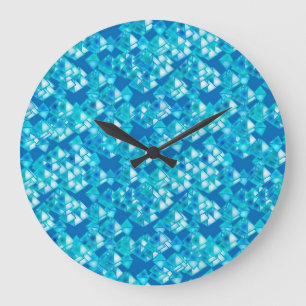 Pyramid crystals, turquoise and blue large clock
