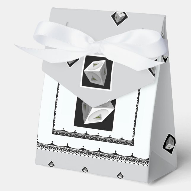  Pyramid Cube Black White Gray                  Favor Boxes (Front)