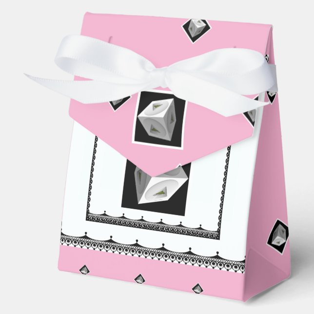  Pyramid Cube Black White Pink                Favor Boxes (Front)