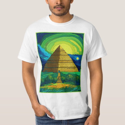 Pyramid Dreams in Van Goghs Palette T_Shirt