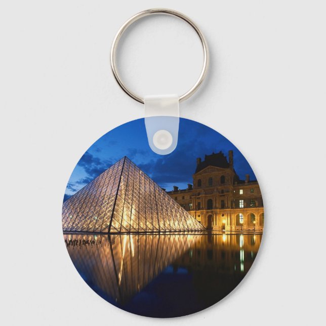 Pyramid in Louvre Museum, Paris, France Keychain (Front)