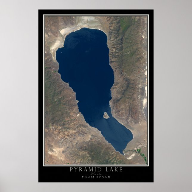 Pyramid Lake Nevada Satellite Poster Map (Front)