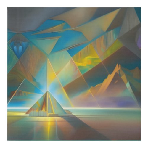 Pyramid Landscape Geometric Abstract Design  Faux Canvas Print