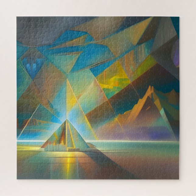 Pyramid Landscape Geometric Abstract Design  Jigsaw Puzzle (Vertical)