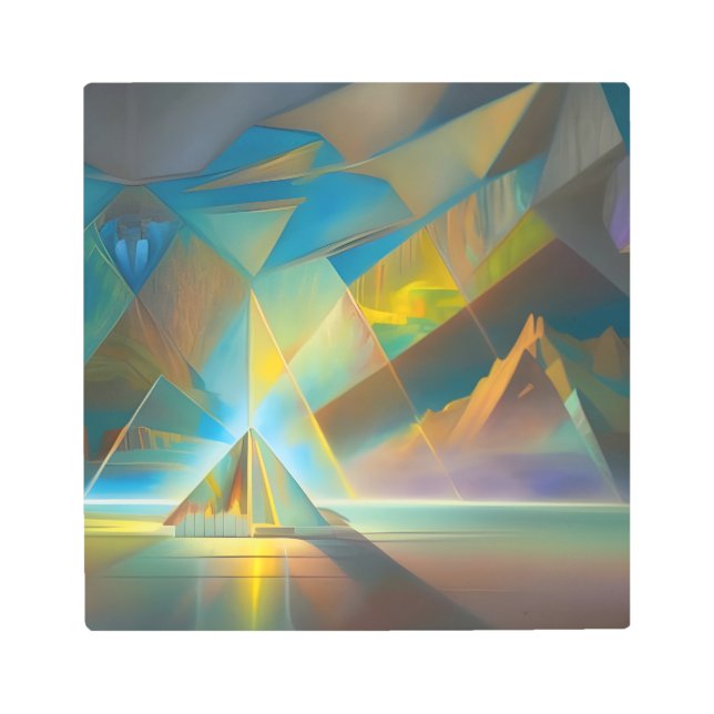 Pyramid Landscape Geometric Abstract Design Metal Print (Front)
